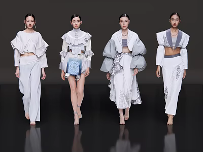 2D modern beauty fashion model fashion catwalk fashion show fashion beauty 3d model
