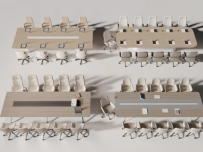 Modern Wooden Conference Table With Ergonomic Chairs And Minimalist Design Elements 3d model