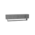 Modern Black Dresser With Vertical Striped Front And Metal Frame Design