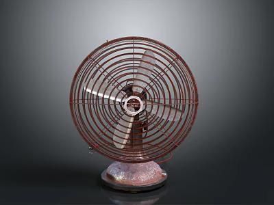 Vintage Table Fan With Metal Grille And Classic Marble Base Design Style 3d model
