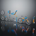 Bicycle Parts Wheels Frame And Complete Mountain Bike In Blue Orange Design