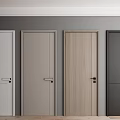 Modern Interior Hinged Doors With White Light Gray Wood Grain And Dark Gray Designs