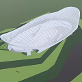 Streamlined Modern Architectural Design With White Grid Exterior Grassland Surroundings And Urban Backdrop