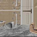 Luxury Modern Public Toilet With Double Wash Basins And Gradient Ambient Lighting Interior Design