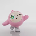 Pink Cartoon Mascot With Big Green Star Eye Smiling Round Shape Design