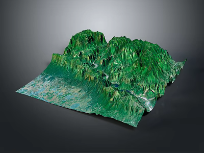 Scenic 3D Landscape Model Featuring Green Mountain Ranges Flowing River And Lush Vegetation 3d model