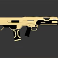 Golden Modern Gun With Black Grip And Reflective Surface Design