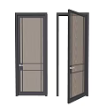 Modern Black Frame Casement Door With Screen Mesh And Metal Handle Design