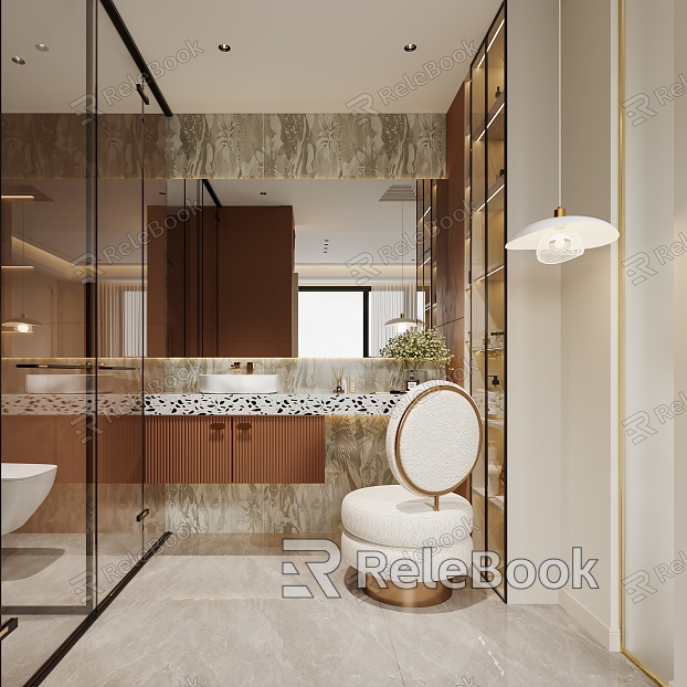 French Style Toilet Tile Italian Style Toilet Perfume Cabinet French Style Dressing Table Glass Partition model