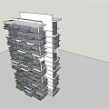 Modern High Rise Office Building Exterior Design With Balconies And Greenery