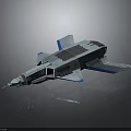 Streamlined Blue And Gray Spaceship With Solar Panels Sharp Nose And Wings