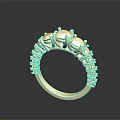 Elegant Gold Ring With Multiple Diamonds And Intricate Decorative Design 3d model