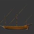 Traditional Wooden Sailing Boat With Multiple Masts Handcrafted Hull And Detailed Deck
