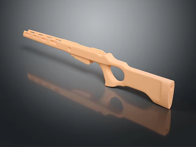 Light Brown Rifle 3D Model With Smooth Surface Long Barrel And Dark Background 3d model