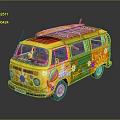 minibus minivan driverless bus school bus van box car 3d model