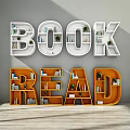 Modern Bookshelf Alphabet Bookshelf 3d model