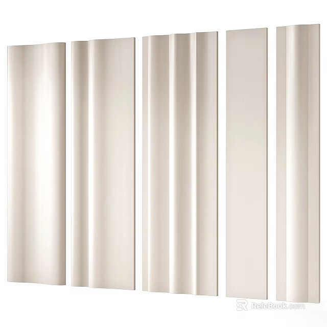 Minimalist White Background Wall Design With Sleek Vertical Panels And Modern Texture 3d model 