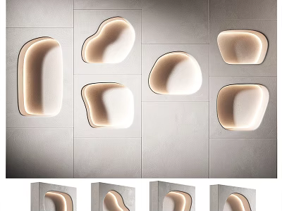 Modern Wall Cabinets With Lighting Irregular Shape Design For Interior Walls 3d model