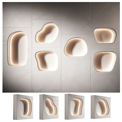 Modern Wall Cabinets With Lighting Irregular Shape Design For Interior Walls 3d model