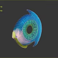 Fish Shaped Swim Ring With Blue Pink Yellow Design And Circular Hole