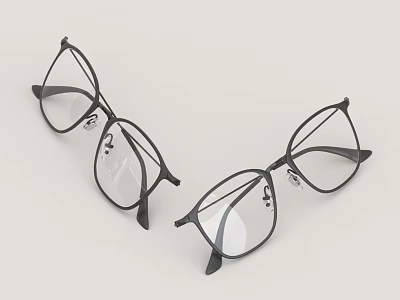 Two Stylish Black Frame Glasses With Transparent Lenses On Grey Background 3d model