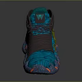 Stylish Sports Shoes With Blue Knit Upper Green Tongue Brown Straps And Yellow Woven Details
