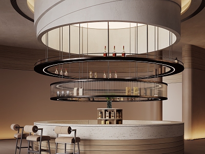 Modern Sales Office Water Bar Coffee Area Curved Water Bar 3d model