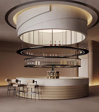 Modern Sales Office Water Bar Coffee Area Curved Water Bar 3d model