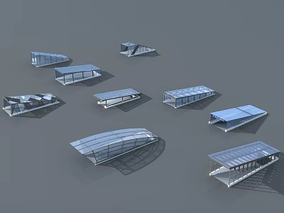 Modern Glass Roof Structure Models With Various Designs And Shapes 3d model