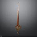 Elegant Red Ornamental Sword Decor With Golden Base And Intricate Details