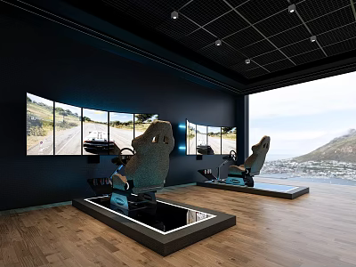 Indoor Amusement Simulator Ride Equipment Featuring Two Seats And Large Screens 3d model