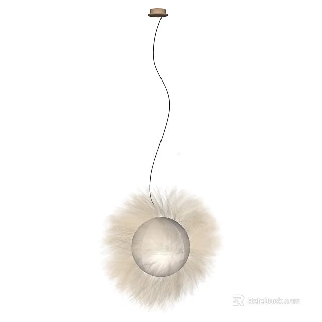 Elegant Lightweight Chandelier With Round Light And Feather Decoration Design 3d model 