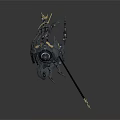 Complex Sci Fi Mechanical Device With Multiple Arms Spikes And Golden Decorative Structure 3d model