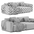 Modern Cozy Sofa Designs With Beige And Green Upholstery Pillows Throw Blanket And Decorative Balls