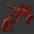 Kids Turquoise Tricycle With Wooden Cargo Box Brown Handlebars And Seat