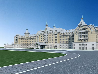 European Hotel Architecture Hotel 3d model