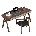 Quiet Ancient Desk and Chair Solid Wood Computer Desk and Chair Learning Desk Writing Desk 3d model