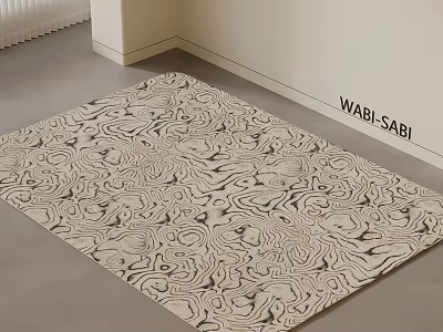 Wabi Sabi Square Area Rug With Swirl Pattern In Neutral Tones For Interior Decor 3d model
