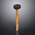 Heavy Duty Construction Hammer With Black Metal Head And Wooden Handle