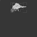 Fantasy Warrior Creature In Armor With Horned Helmet Sword Axe Golden Decorations And Blue Gemstones