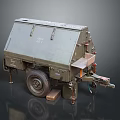 Military Style Green Car Trailer Parts With Wheels And Storage Compartment