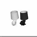 White and Black Rabbit Lamp With Rabbit Shaped Base And Cylindrical Shade