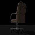 Comfortable Office Chair With Brown Padded Backrest White Armrests And Five Star Base