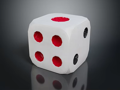 White Dice With Red And Black Dots For Tabletop Board Game Entertainment 3d model