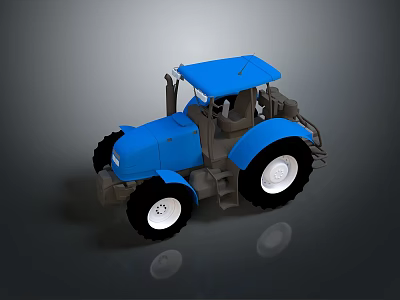 3D Rendered Blue Tractor With Large Wheels And Enclosed Cabin Design 3d model