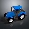 3D Rendered Blue Tractor With Large Wheels And Enclosed Cabin Design