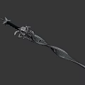 Fantasy Character Weapon Silver Sword With Intricate Mythical Creature Hilt Design