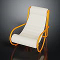 Modern Accent Chair With Orange Curved Frame And White Padded Seat Back