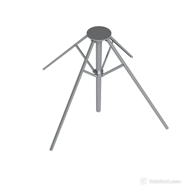 Sturdy Metal Tripod Stand with Three Legs and Round Top Platform Design 3d model 