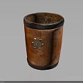 Handcrafted Wooden Cylindrical Storage Container With Metal Decoration Rivets And Dark Borders